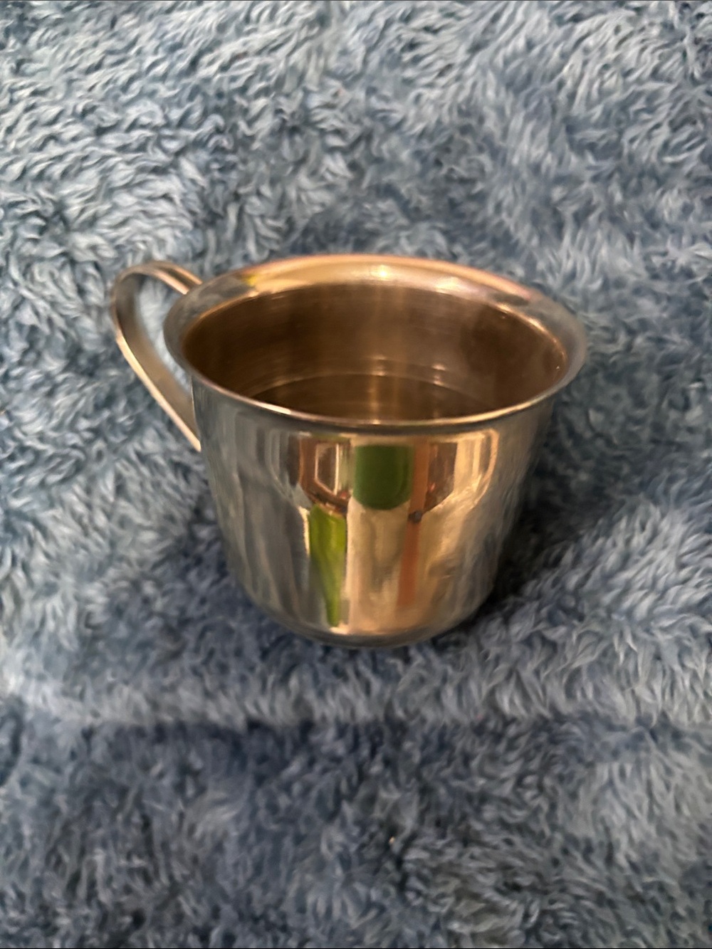 Vintage Silver-soldered metal baby cup with handle